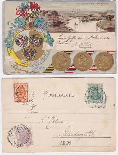 07528 Präge Ak Dreikeiserreichsecke bei Myslowitz Oberschlesien 1902