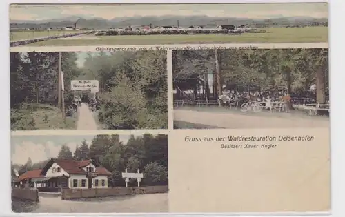 09956 AK Gruss aus der Waldrestauration Deisenhofen, Bes. Xaver Kugler 1910