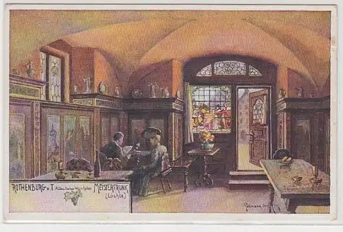 10766 Ak Rothenburg o.T. Altdeutsche Weinkeller Meisttertrunk vers 1910