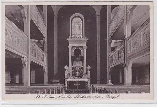11003 Ak Niederzwönitz im Erzgebirge Inneres der St.Johanniskirche um 1930