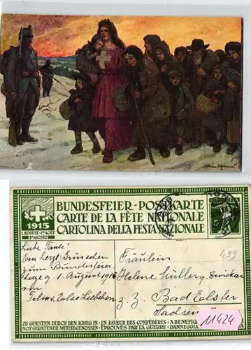 11424 Ganzsachen Ak Bundesfeier Schweiz 1.August 1915