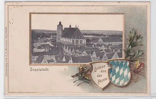 14025 Feldpost Passepartout AK Ingolstadt - Vue de la ville avec église 1916