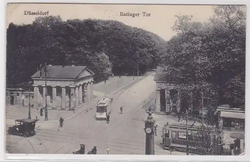 14991 AK Düsseldorf - Ratinger Tor, Straßenbahn Tram, Automobil, Uhrsäule 1926