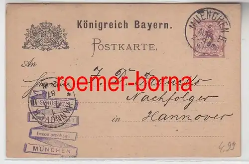 15115 publicité rare entier carte postale Munich Bavière 1887