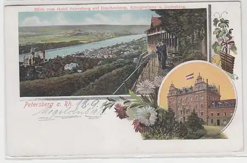 16859 Mehrbild Ak Petersberg am Rhein Hotel Peterberg aus Drachenburg um 1910