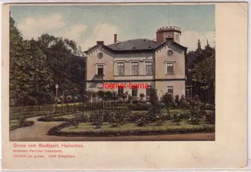 16959 Ak Gruß vom Stadtpark Hainichen um 1900