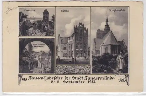 17376 Mehrbild Ak Tausendjahrfeier Tangermünde 1933 - Wassertor, Rathaus, Kirche