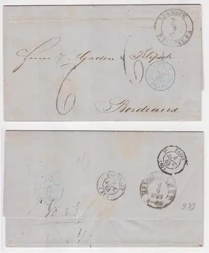 17379 lettres préphilatelie rare Tampon de Lubeck 2.9.1863