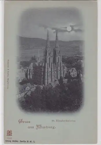 18624 Lune clair d'AK Gruss de Marburg - Saint-Élisabethkirche