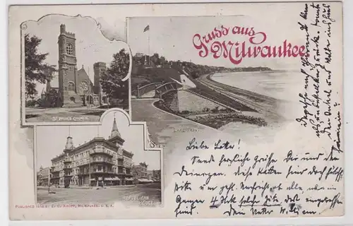 19109 AK Gruss de Milwaukee - Église de St Paul, Maison républicaine, Promenade