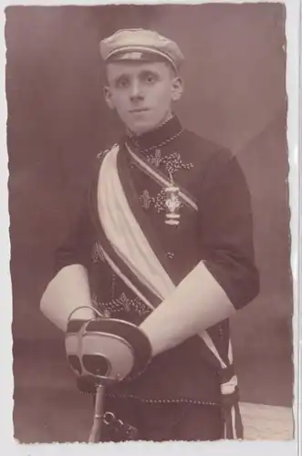 21949 Studentika Ak Burschenschaft Chemnitz? Garçon en uniforme avec Degen 1923