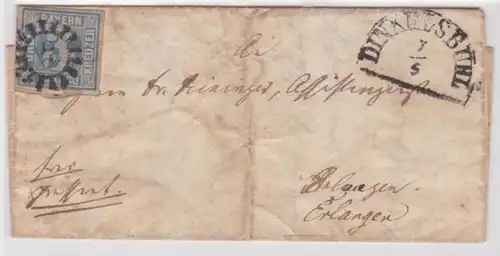 23351 seltener 3 Kreuzer Bayern Brief Stempel Dinkelsbühl 1860