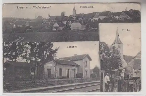 28298 Salutation multi-images Ak en Basse-Stinzel en Lorraine Gare ferroviaire, etc. vers 1920