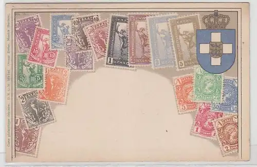 30239 Wappen Ak Griechenland mit Briefmarken um 1900