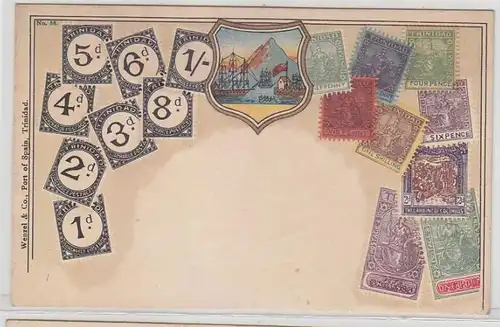 30618 Armoiries Ak Trinidad avec des timbres vers 1900