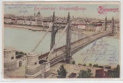 33660 Poste de terrain Ak Budapest Pont Elisabeth 1915