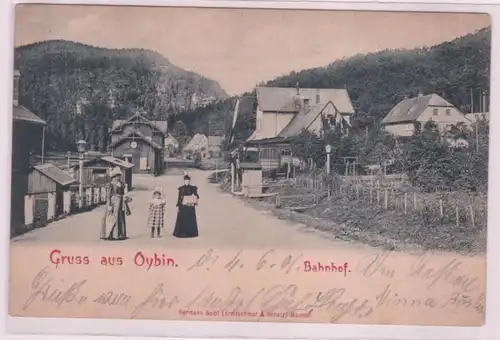 33828 Ak Gruß aus Oybin Bahnhof 1901