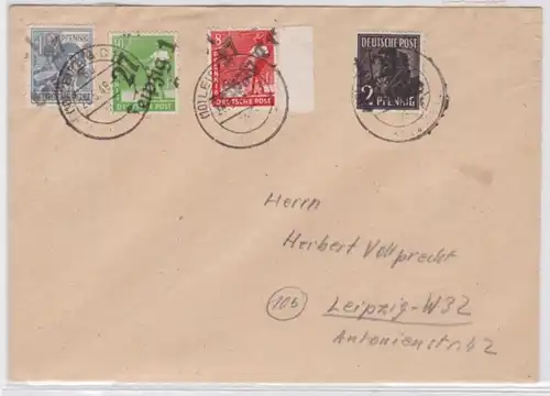 34944 seltene SBZ Brief allgemeine Ausgaben Handstempel Leipzig 28.6.1948