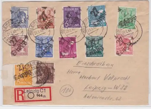 34977 seltene SBZ R-Brief allgemeine Ausgaben Leipzig 29.6.1948