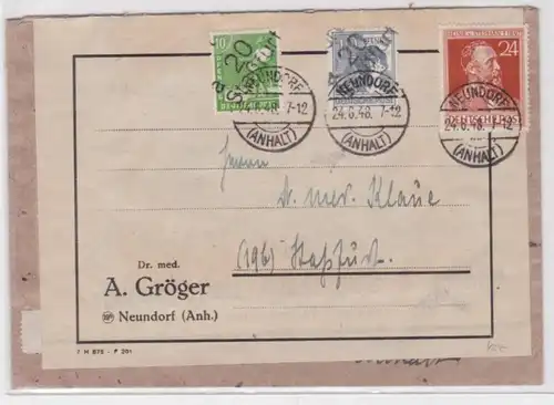 35410 lettre rare SBZ Tampon main Impression Staßfurt 24.6.1948