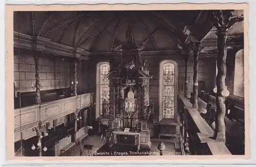 35790 Ak Zwönitz im Erzgebirge Inneres der Trinitatiskirche um 1940