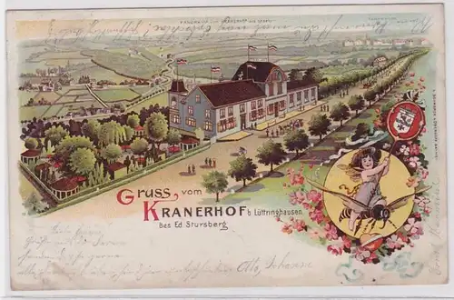 40198 Ak Lithographie Gruß vom Gasthof Kranerhof bei Lüttringhausen 1908