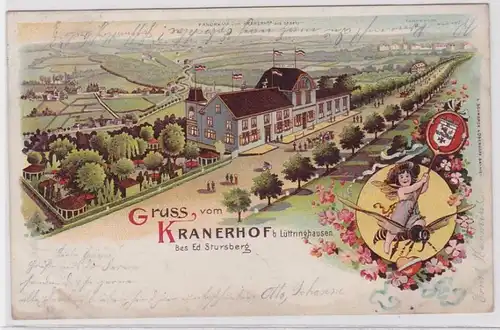 40198 Ak Lithographie Salutation du Gasthof Kranerhof près de Lüttringhausen 1908