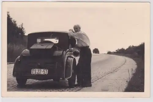 41807 Foto Ak Goliath Pionier, dreirädrigen Fahrzeuge, Pause bei Ausflug 1955