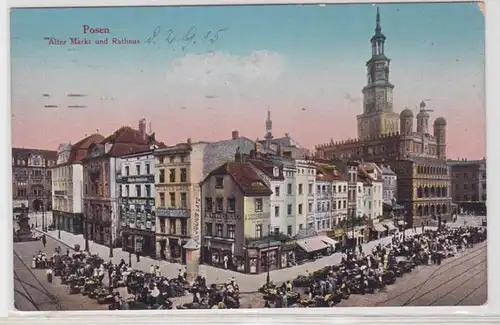 44138 AK Posen - Alter Markt und Rathaus, Frischemarkt, Geschäfte 1915