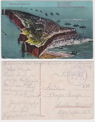 44433 Reim Ak Helgoland-Totalansicht in der Nordsee 1918