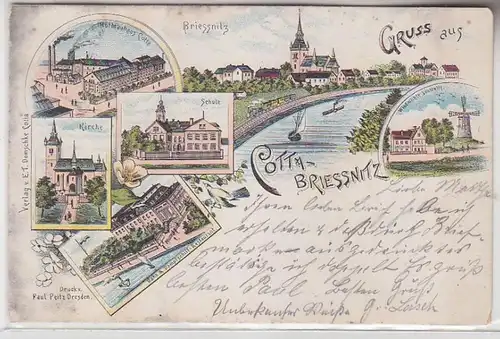 50036 Ak Lithographie Gruß aus Cotta-Briessnitz 1898