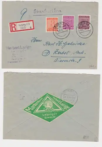 50069 seltener SBZ R Brief Leipzig Michel 84xa, 130y,137xb 6.5.1946