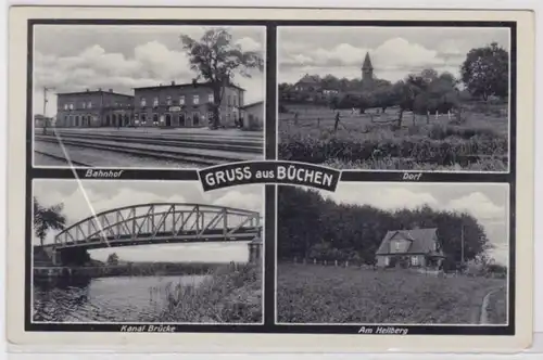 50963 Salutation multi-images Ak de livres Gare, pont canal, etc. 1936