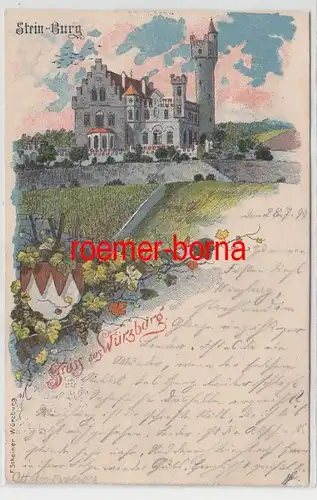 51113 Ak Lithographie Gruss de Würzburg Stein-Burg 1899