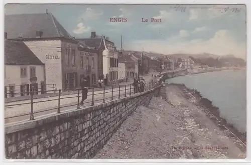 52396 Ak Engis en Belgique Le Port et Hôtel 1914