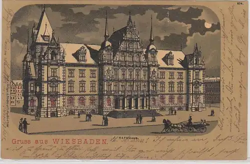 54075 Carte de la lune Salutation de Wiesbaden Hôtel de ville 1901