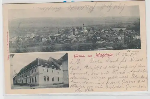 54208 Mehrbild Ak Gruss aus Magdala Totalansicht und Gasthof 1903