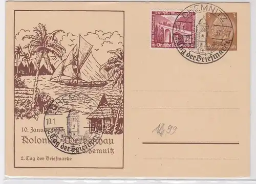 54309 Ganzsachen AK Kolonial-Werbeschau zu Chemnitz - 2.Tag der Briefmarke 1937