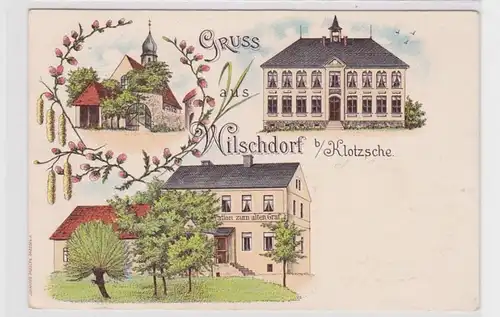 55018 Ak Lithographie Gruß aus Wilschdorf bei Klotzsche Gasthof usw. 1904