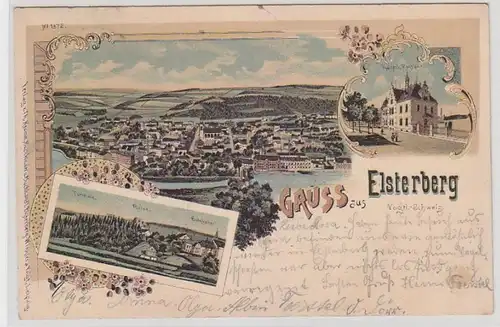 55492 Ak Lithographie Gruß aus Elsterberg Postamt usw. 1900