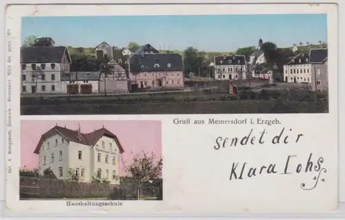 56159 Mehrbild Ak Gruß aus Meinersdorf im Erzgebirge Haushaltungsschule 1910