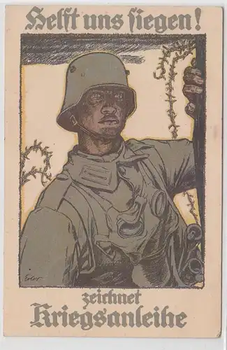 56532 Feldpost Ak Helft uns siegen' zeichnet Kriegsanleihe 1917