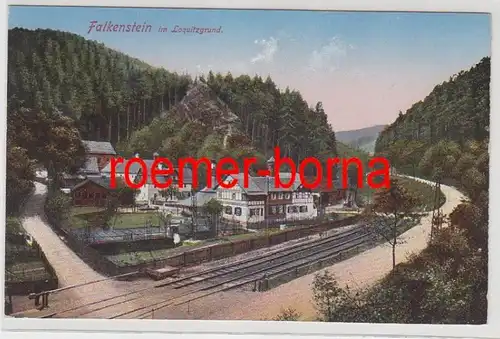 56991 Ak Falkenstein im Loquitzgrund mit Bahnstrecke um 1920