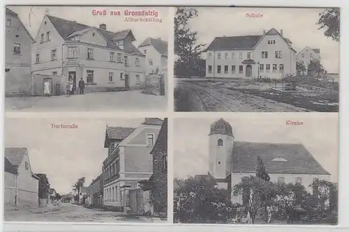58052 Mehrbild Ak Gruß aus Großdalzig Gasthof, Schule, Kirche, Dorfstraße 1912