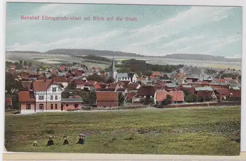 59534 Ak Bahnhof Elbingerode West mit Blick auf die Stadt um 1910