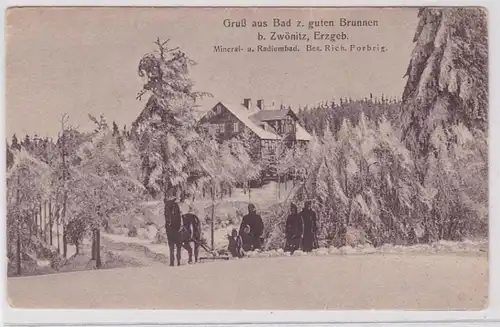 60198 Ak Gruß aus Bad z.guten Brunnen bei Zwönitz im Erzgebirge um 1908