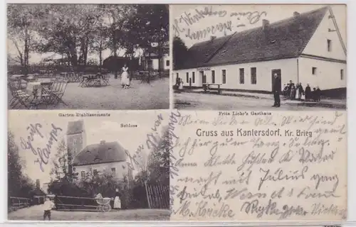 60761 Mehrbild Ak Gruß aus Kantersdorf Kreis Brieg Gasthaus usw. 1909