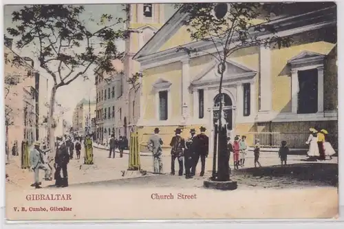 61476 AK Gibraltar - Church Street, Straßenansicht mit Kirche und Passanten