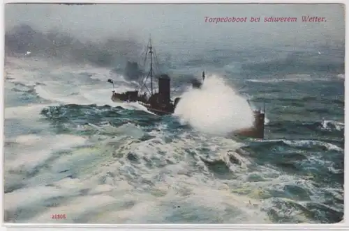 62068 Ak Bateau de guerre allemand Batel torpille par temps difficile 1912