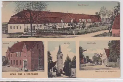 63051 Mehrbild Ak Gruss aus Sitzenroda - Oberförsterei, Schule, Kirche usw. 1915